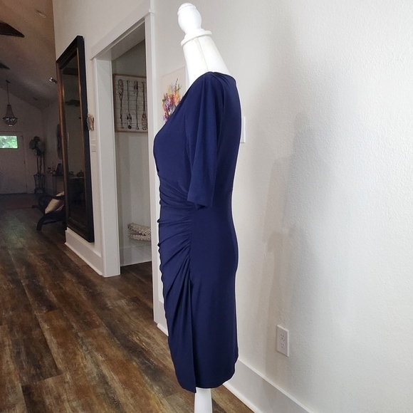 LAUREN Ralph Lauren Stretch Washable Faux Wrap Dress Size 8 - Picture 5 of 7